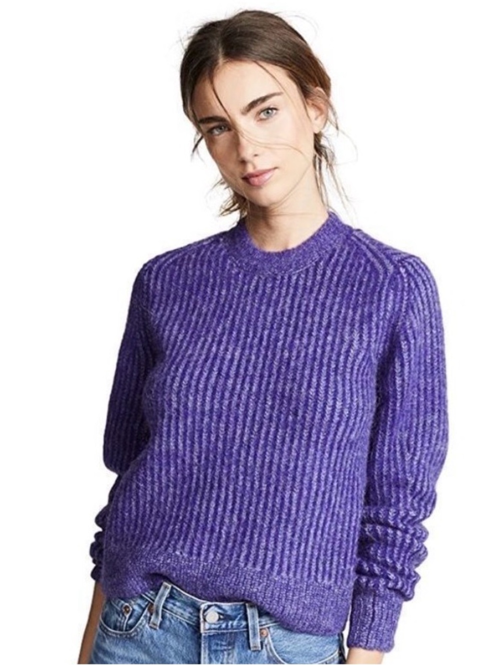 rag & bone Jonie Violet Ribbed Crewneck Alpaca Sweater, Perfect Condition